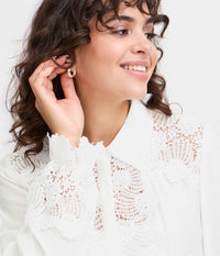 FRANSA LACE LACE SHIRT IN WHITE 