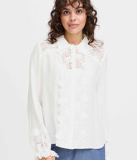 FRANSA LACE LACE SHIRT IN WHITE 