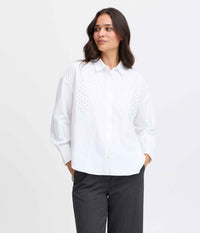 FRANSA GARIA SHIRT IN WHITE WITH RIVETS.