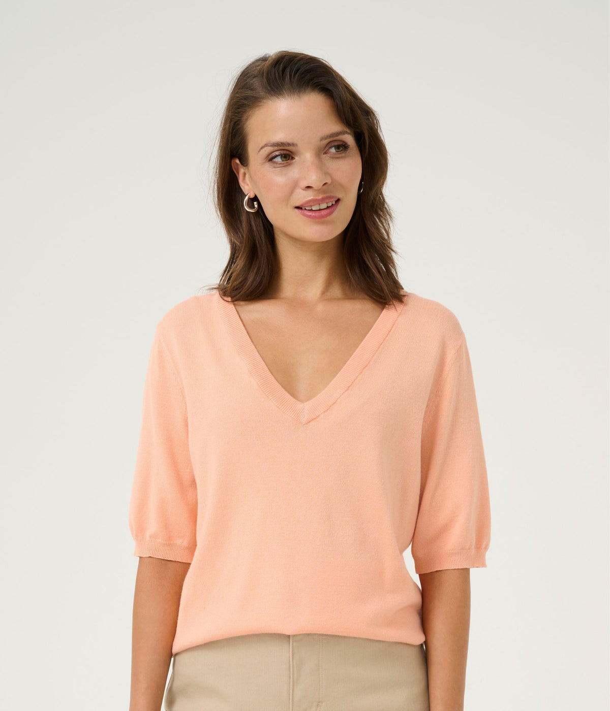 KAFFE LIZZA PULLOVER I PEACH