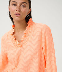 KAFFE VICTORIA BLUSE I PEACH NECTAR - KORAL