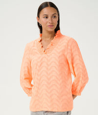 KAFFE VICTORIA BLUSE I PEACH NECTAR - KORAL