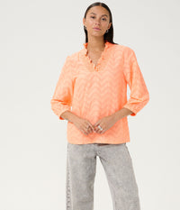 KAFFE VICTORIA BLUSE I PEACH NECTAR - KORAL